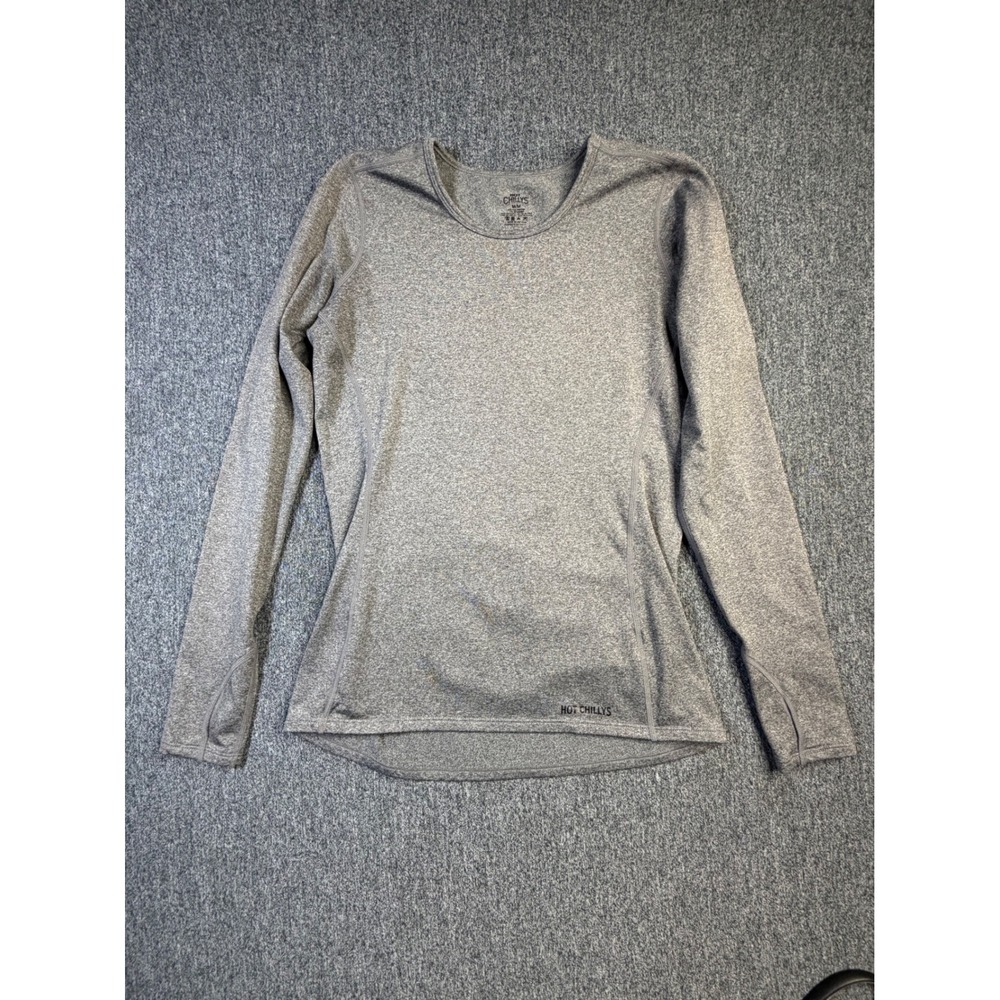 Hot Chillys Womens Gray‎ Thermal Base Layer Long Sleeve Top HC9908 Medium